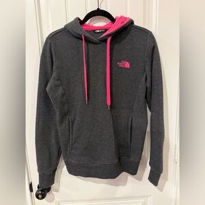 The North Face Dark Gray Hoodie with Pink Accents